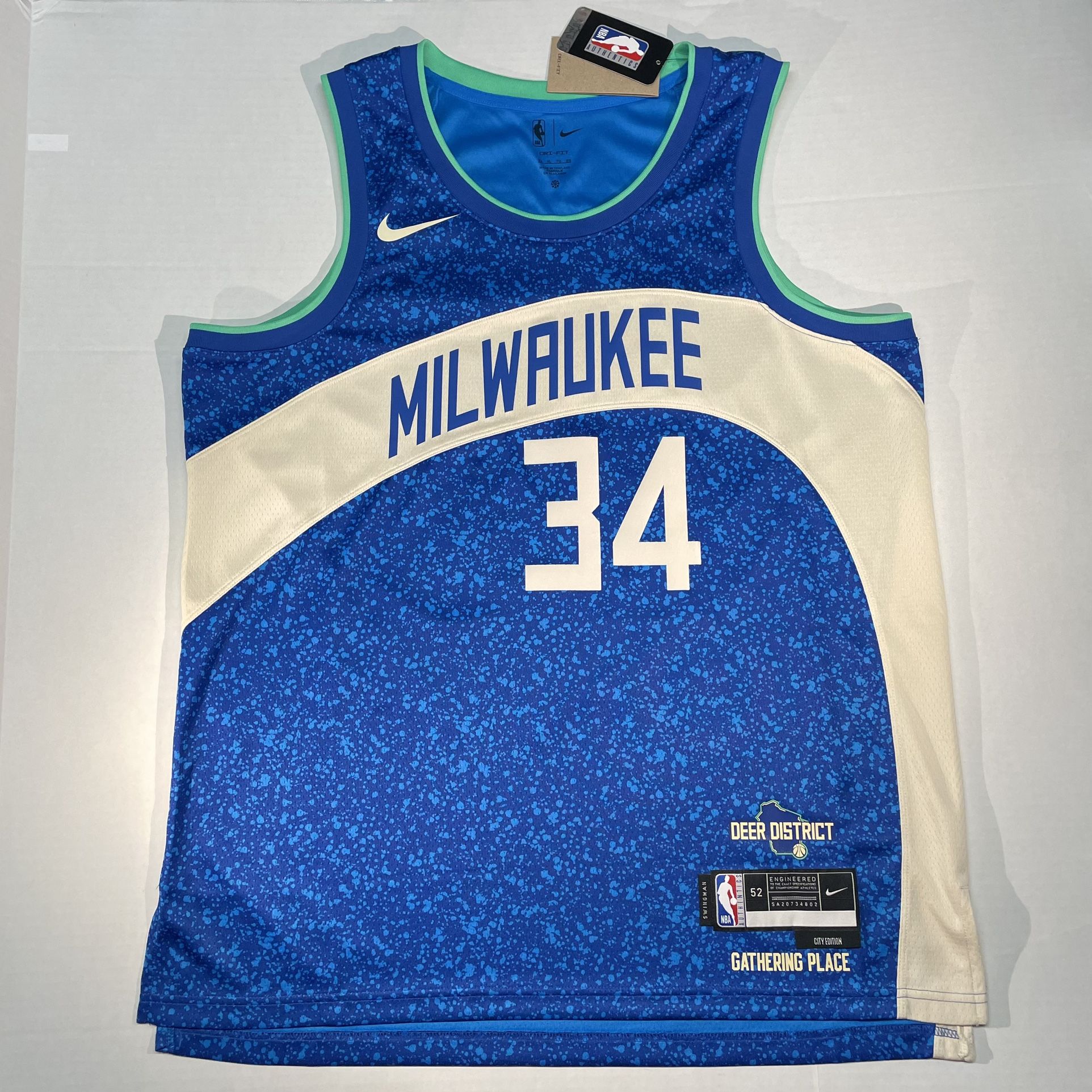 Giannis Antetokounmpo Milwaukee Bucks Nike Swingman City Edition NBA Jersey Mens 52/XL NWT