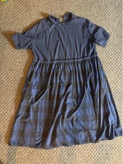 Blue Plaid Maternity Dress Casual Loose Fit Size M