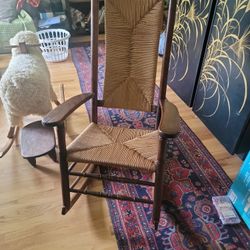 Vintage Highback Rattan Rocking Chair