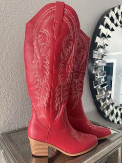 Red western boots