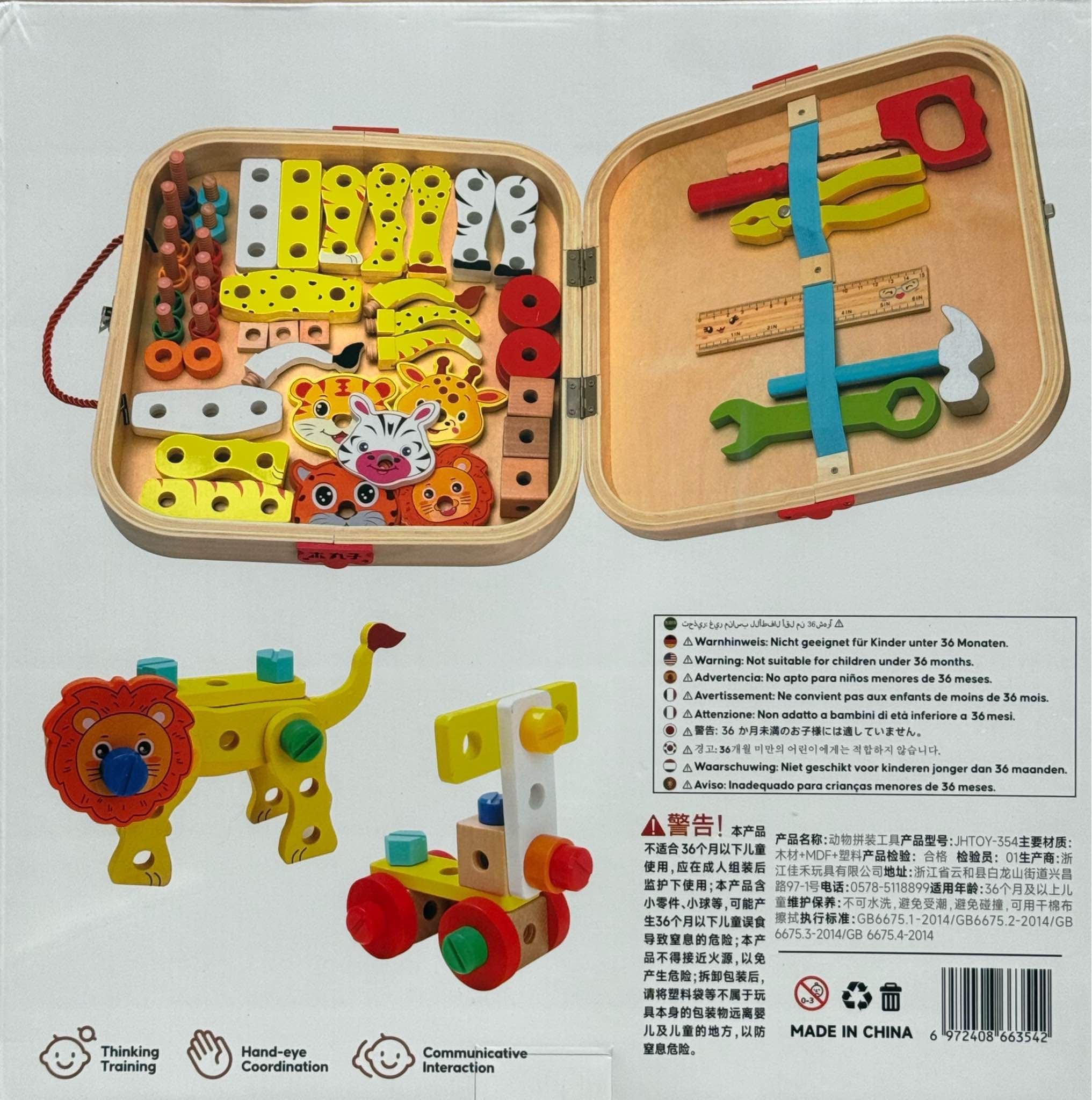 New Wooden Animal Assemble Toolbox