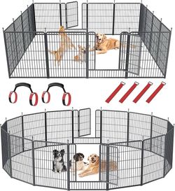 2398i $130  Musen Dog Playpen Outdoor, 16 Panels Dog Pen 40" Height Dog Fence Exercise Pen with Doors for Large/Medium/Small Dogs, Portable Pet Plaype