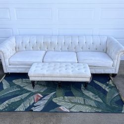 Chesterfield Couch Free Delivery Sofa Ottoman 