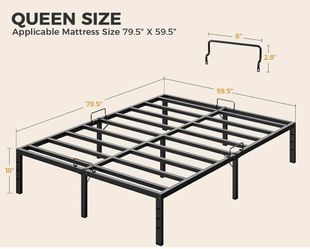 Brand New Queen Heavy Duty Steel Bed Frame – 18" Platform w/ Under Bed Storage & Anti-Slip Support