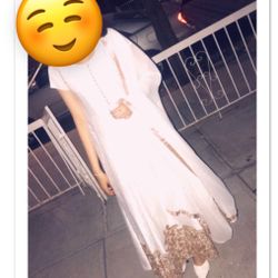 White & Golden Dress With Dupatta 