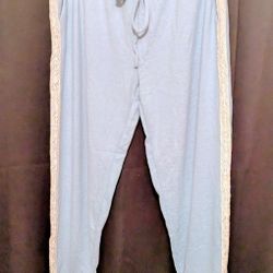 Flora Nikrooz Light Blue Jogger Pants And Top White Lace Stripes XXL 