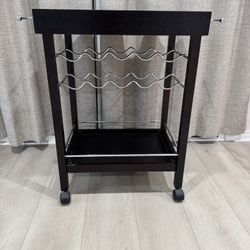 Rolling Bar Cart with wine rack