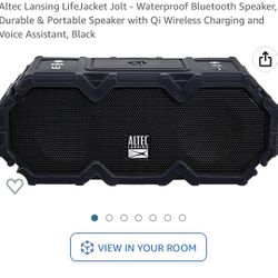 Altec Lansing LifeJacket Jolt - Waterproof Bluetooth Speaker, Durable & Portable Speaker with Qi Wireless Charging and Voice Assistant, Black