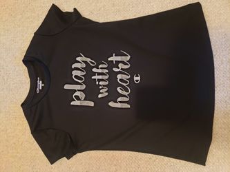 Girls M Black Champion T-Shirt Play With Heart
