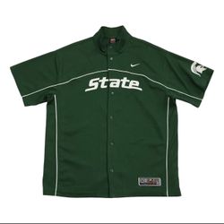 Vintage Nike Michigan State Spartans Jersey Shirt 2XL XXL Basketball Warm Up Y2K