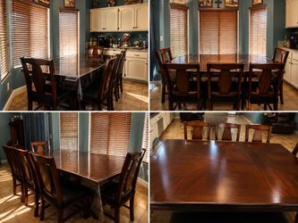 Large Dark Wood Dining Table with 8 Chairs