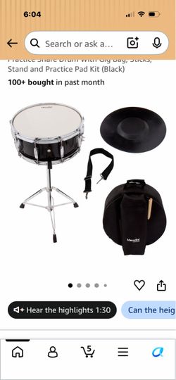 Mendini Practice Snare Drum Kit with Stand and Bag