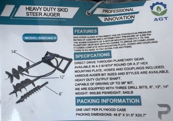 New skid steer or tractor auger
