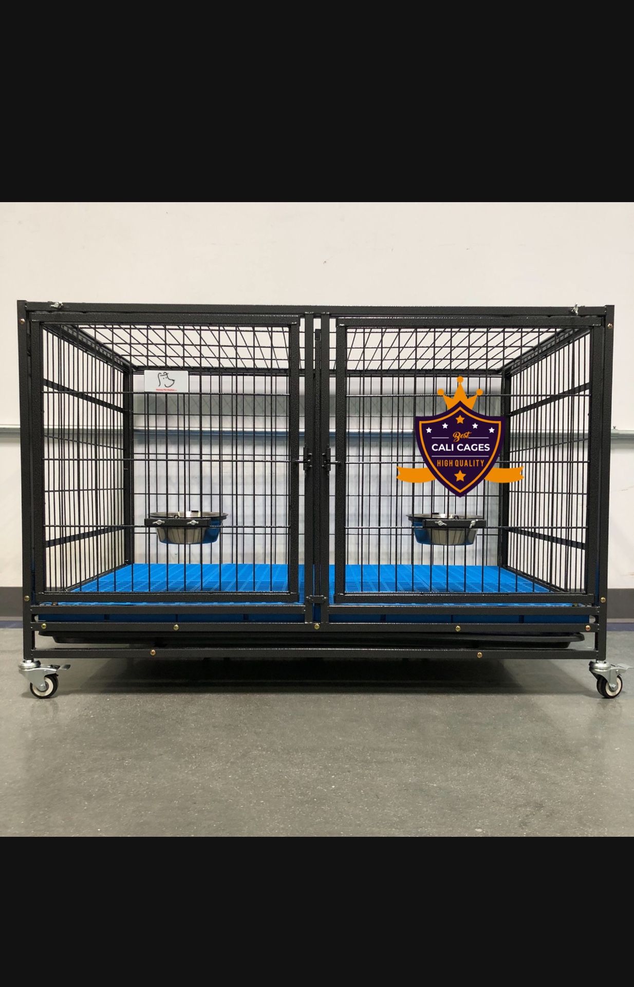 Dog Pet Cage Kennel Size 43” With Divider Feeding Bowls Trays And Plastic Floor Grid New In Box 📦