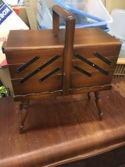 Vintage accordion fold out sewing box