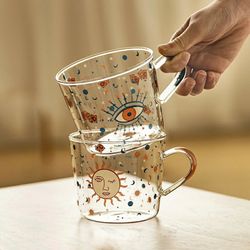 MDZF SWEETHOME 500ml Creative Scale Glass Mug Breakfast Mlik Coffe Cup Household Couple Water Cup Sun Eye Pattern Drinkware Free Shipping!!!!