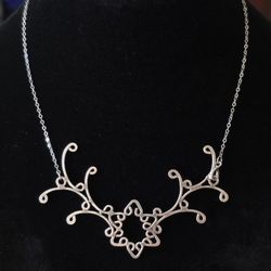 VTG Sterling Silver Filigree Whimsical Art Nouveau Romance Star Heart Necklace