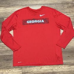 Georgia Bulldogs Nike Dri-Fit College Football Long Sleeve T Shirt Mens 2XL