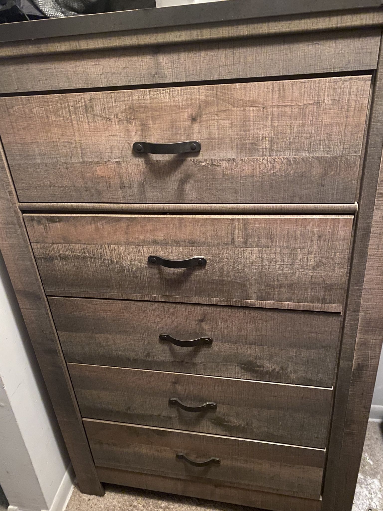 Ash brown Rustic 5 Drawer Dresser