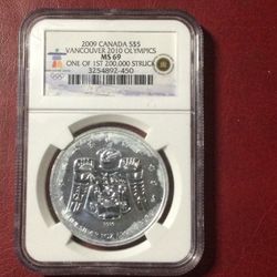 2009 Canadian Olympics $5 Silver Coin