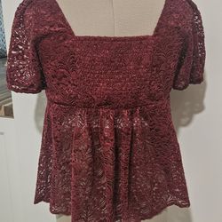 Womens Red Lace Top