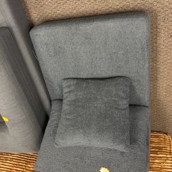 1 Seater Armless Corduroy Couch, No Assembly Modern Boneless Couch Compression Sofa