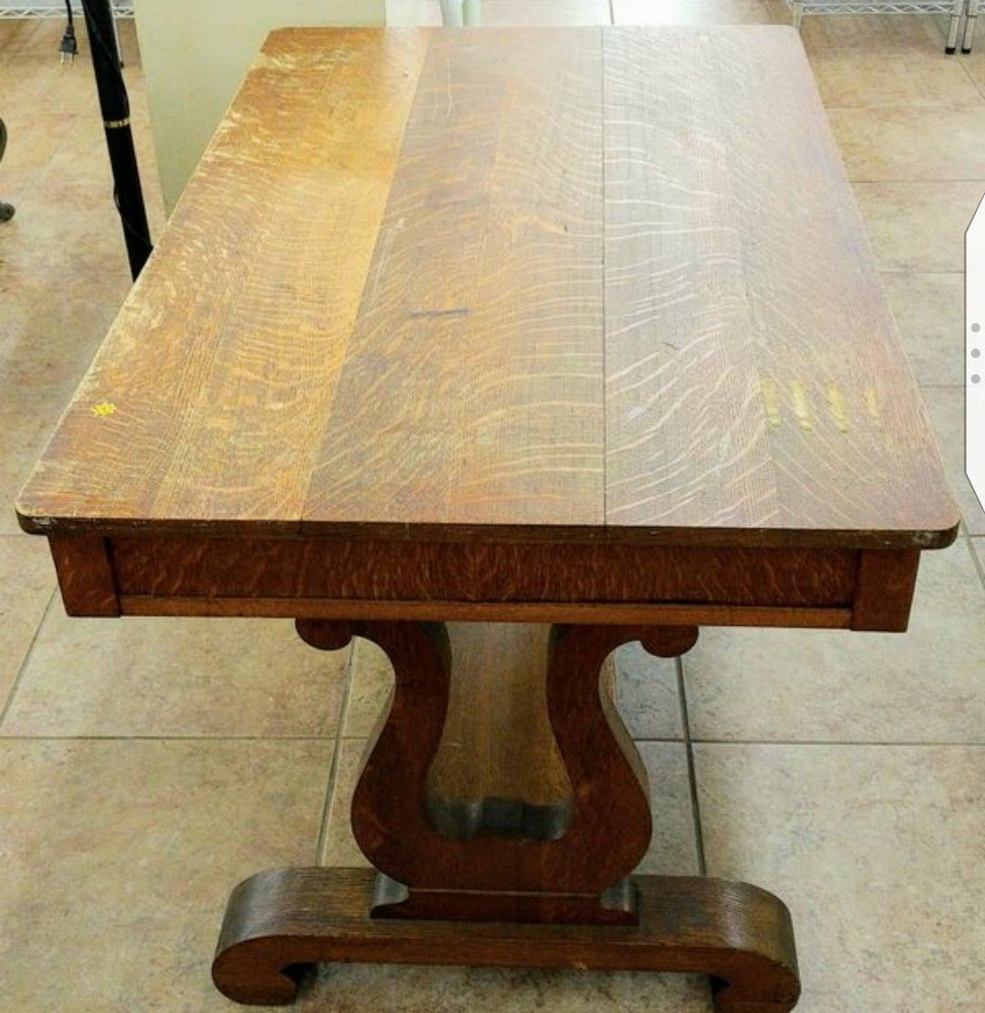 ANTIQUE OAK ARTS & CRAFTS CRAFTSMAN Two Drawer Hall Side Table