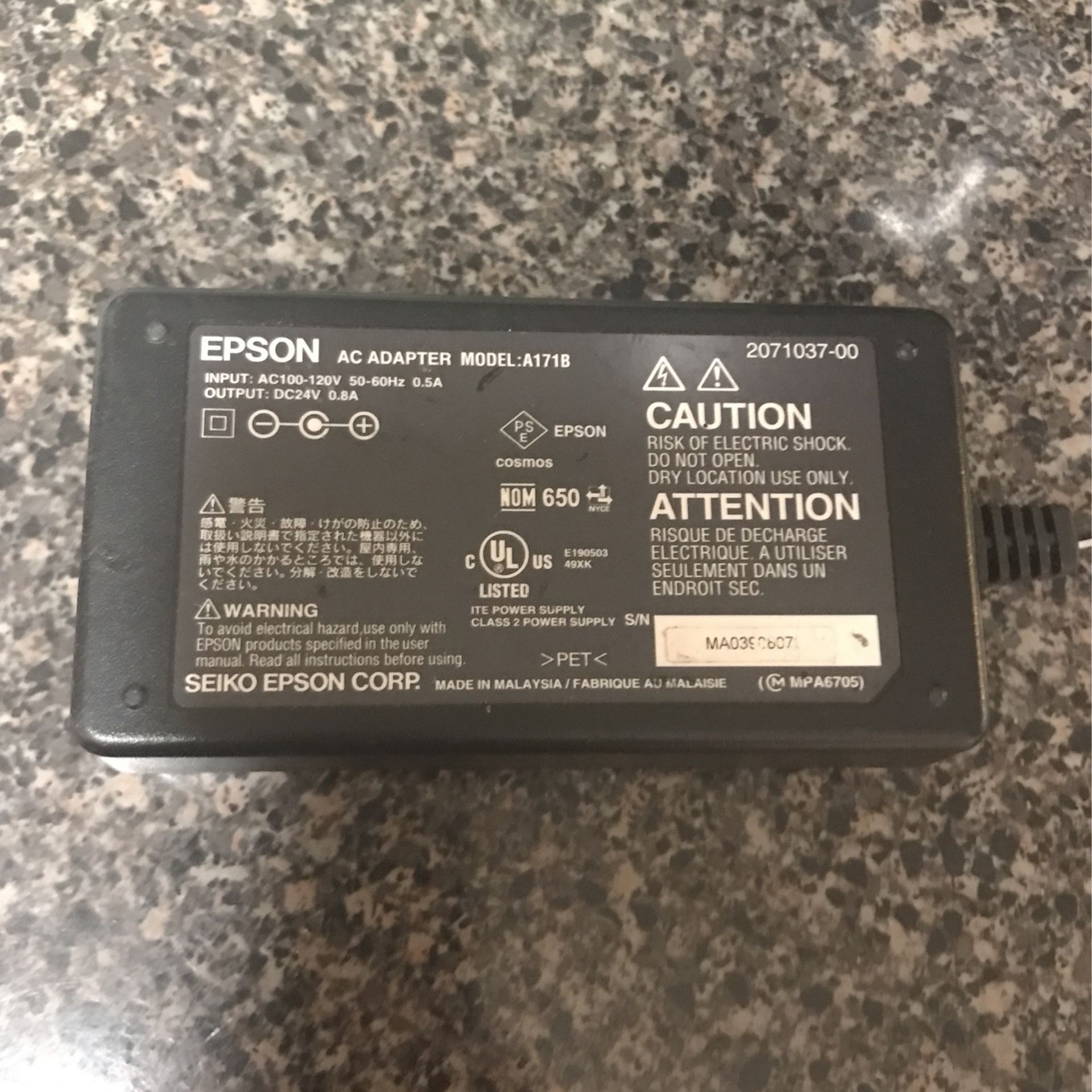 EPSON A171B AC ADAPTER 24V 0.8A