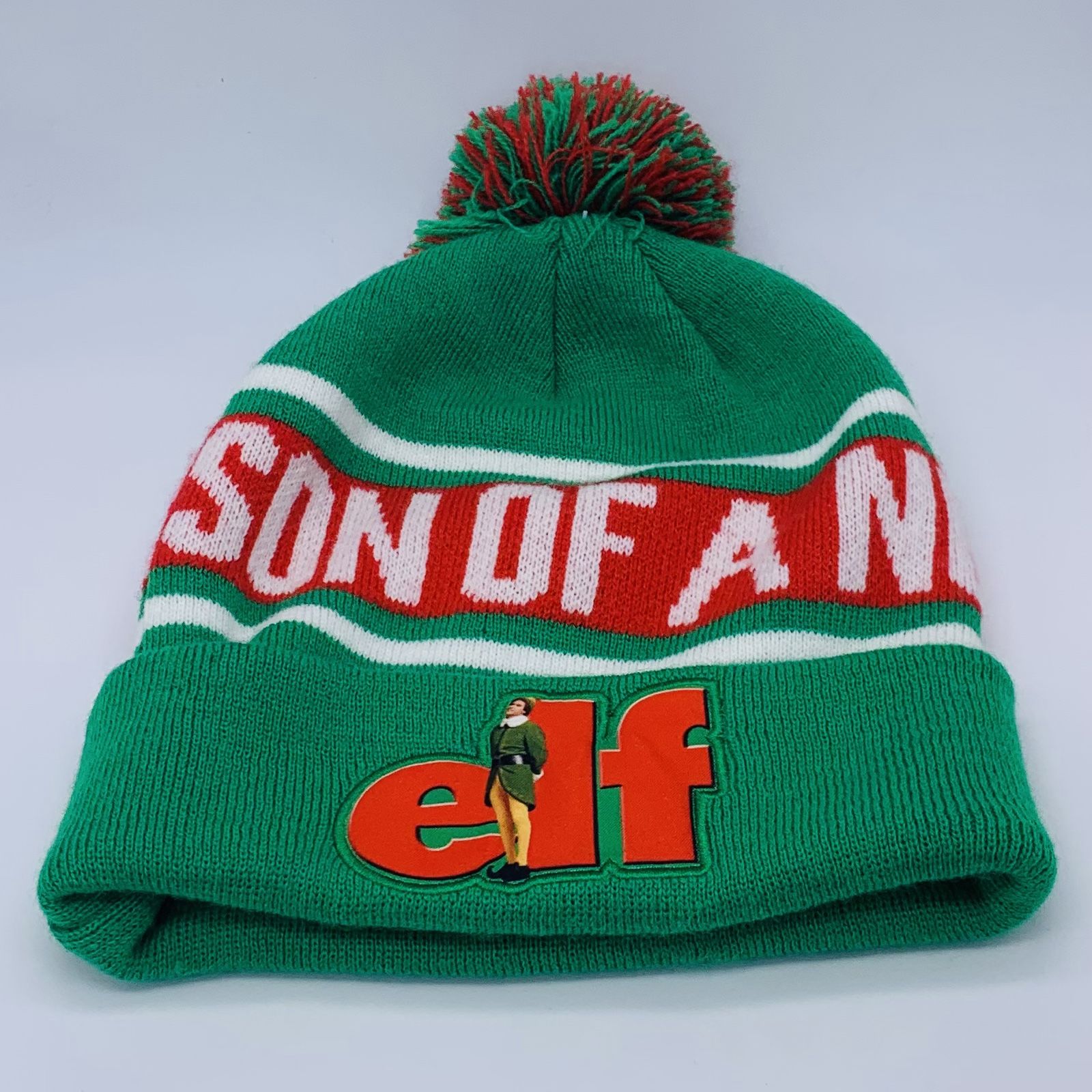 Elf Movie Son of a Nutcracker Winter Beanie with Pom Pom Cap Christmas Hat One Size USED