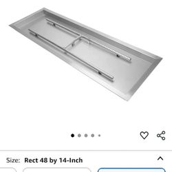 New Stanbroil 48 x 14 Inch Rectangle Drop-in Fire Pit H-Burner Pan, Gas Fire Pit Insert for Outside DIY Fire Table, 304 Stainless Steel, BTU 185,000 M