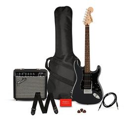 Squier Affinity Series Stratocaster HSS Electric Guitar Pack With Fender Frontman 15G Amp - Charcoal Frost Metallic