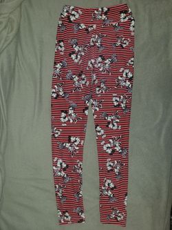 LuLaRoe Disney Mickey Mouse Striped Leggings