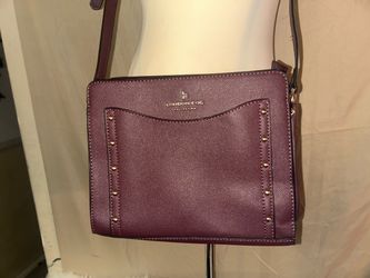 London Fog 100th Anniversary "Taylor" Studded Crossbody Bag – Plum/Burgundy