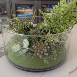 Artificial Succulent In Glass Pot