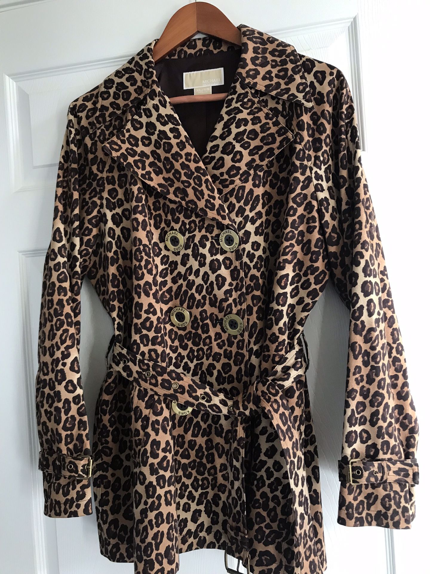 Michael Kors Leopard Print Coat Size XL