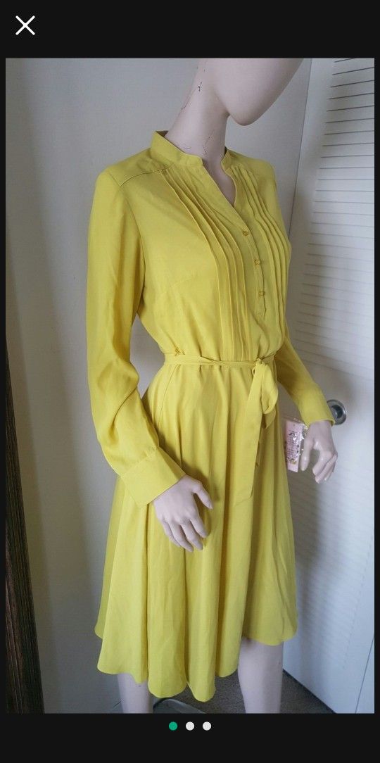 New! Yellow Long Sleeve Dress S XS