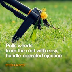 Fiskars Deluxe Stand-Up Weed Puller Tool, 4 Serrated Stainless Steel Claws
Claws Grip Dandelion Roots & More for Permanent Removal, Foot Pedal Penetra