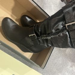 Woman’s Black Boots .size 10 New .$40 Or Best Offer 