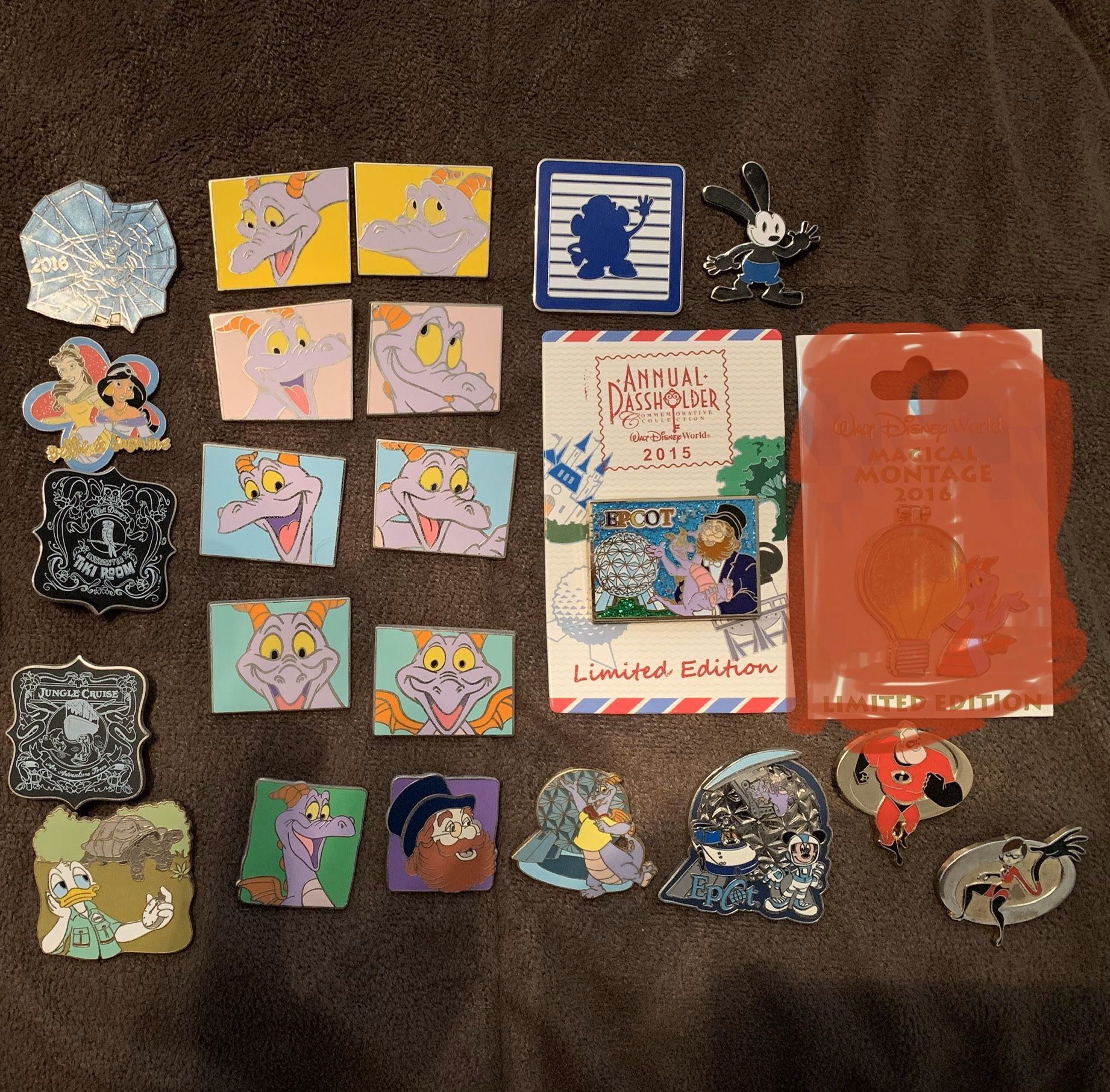 22 authentic Disney trading pins! Figment Epcot incredibles animal kingdom toy story Oswald princess LOT BUNDLE