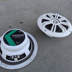Pair of Kicker KM60 6.5" Marine Coaxial Speakers - White - $40 (Anaheim)