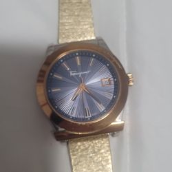 Salvatore Ferragamo Wacht Men Band 10 K Gold Filled Come Whit Box And Books 