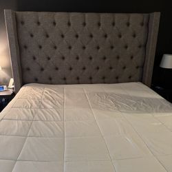 Grey/Black Headboard And Frame.