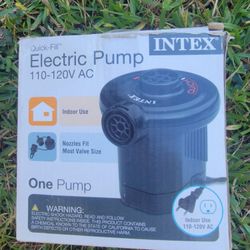 Brand New Intex Quick-Fill Electric Pump, a 110-120V AC air pump designed for indoor use.