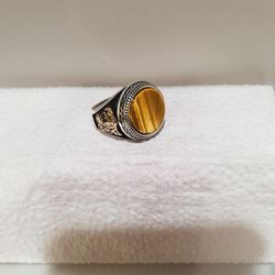 925 STERLING SILVER RING TIGER   Eye.