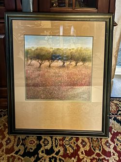 Gorgeous Print Of Trees And A Field Of Flowers
