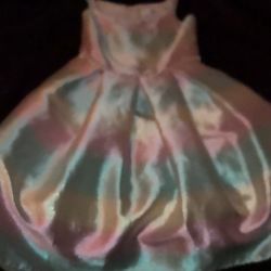 Used Girls Rainbow Dress With Diamond Belt Around Waist 