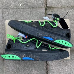Nike Blazer Low Off-White Black Electro Green Size 10