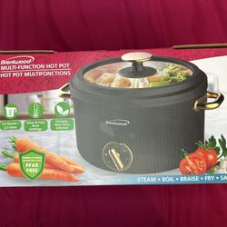 Brentwood Multi-Function Electric Hot Pot Cooker and Food Steamer with Ceramic Non-Stick Ceramic Coating