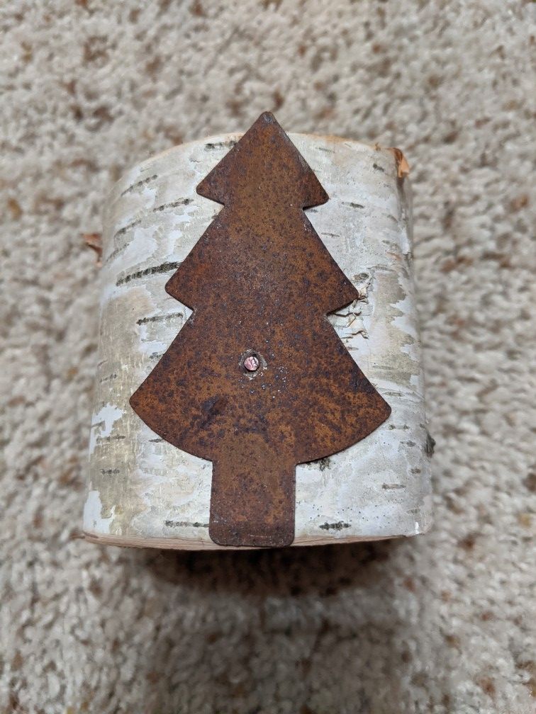 Candle Holder Wood, Metal Christmas Tree Decoration