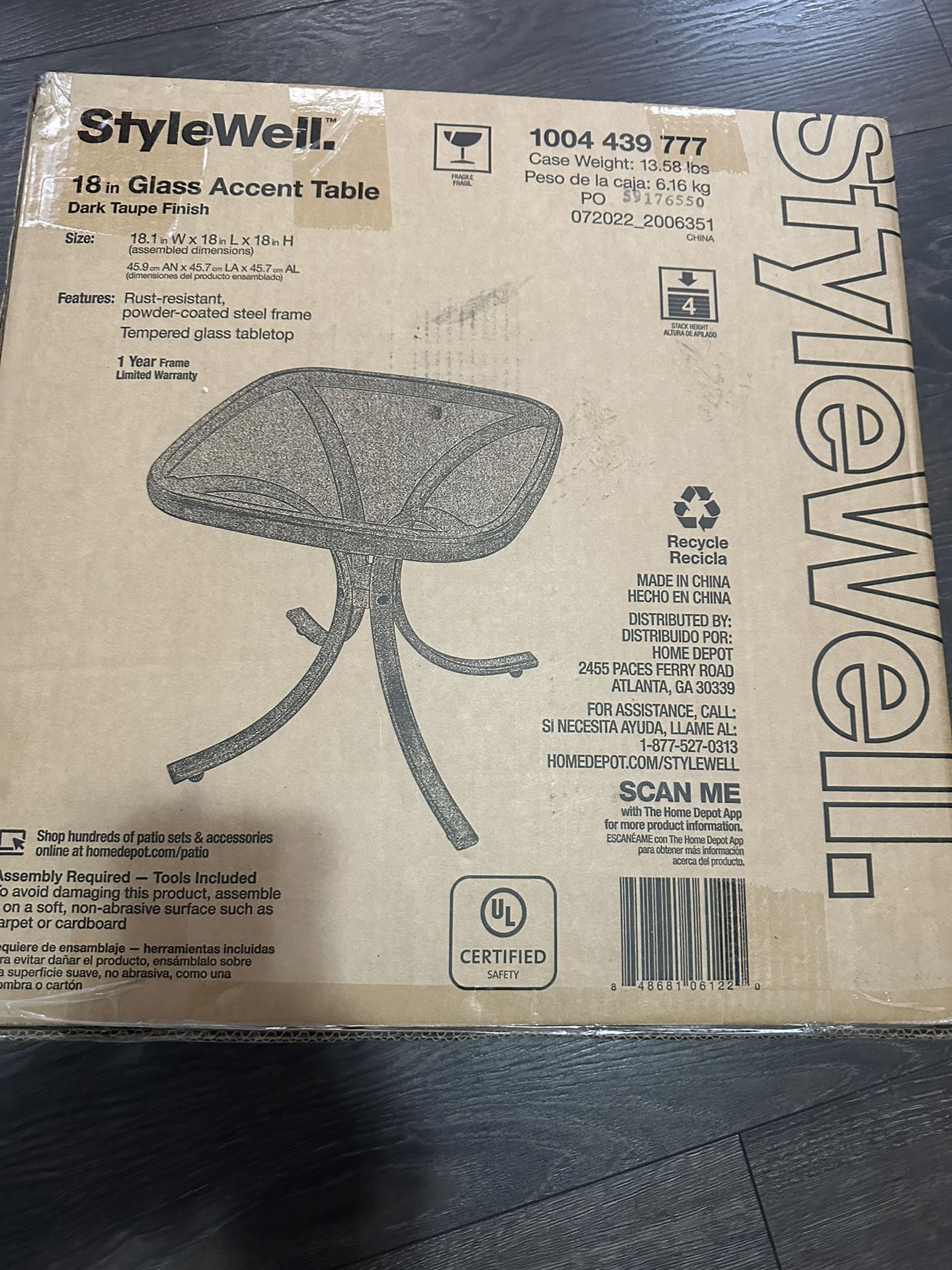 Stylewell 18in Glass Glass Accent Table